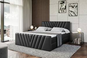 Boxspringbett ERNINA-Z Hochglanz Schwarz - Breite: 200 cm - H4