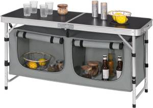 Campingtisch Gisela Schwarz - Holzwerkstoff - Metall - 120 x 70 x 47 cm