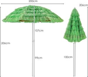 200cm Sonnenschirm Hawaii Strandschirm Grün