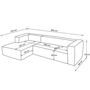 Ecksofa FEROX Dunkelblau - Armlehne beidseitig montierbar - Ecke davorstehend links - Ottomane davorstehend links