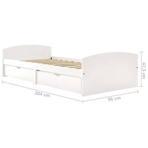 Cadre de lit 3004722 Blanc - Bois massif - Bois/Imitation - 96 x 47 x 204 cm