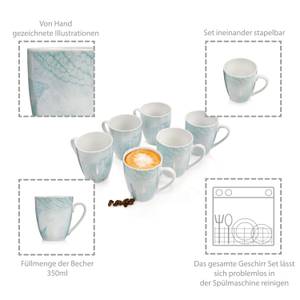 6-tlg. Kaffeebecher Set Sarti Blau - Porzellan - 32 x 12 x 34 cm