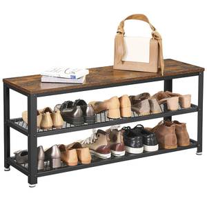 Schuhregal Braun - Holzwerkstoff - Metall - 100 x 45 x 30 cm