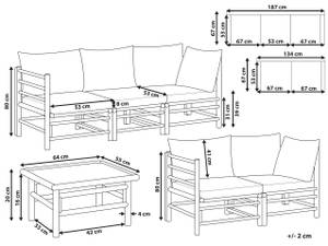 Sitzgruppe CERRETO 6-tlg Cremeweiß - Eiche Hell - Weiß - 67 x 187 cm - 1er Set