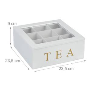 Weiße Teebox mit 9 Fächern Gold - Weiß - Bambus - Kunststoff - 24 x 9 x 24 cm
