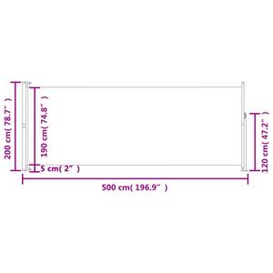 Seitenmarkise 313418 Weiß - Metall - Textil - 500 x 200 x 1 cm