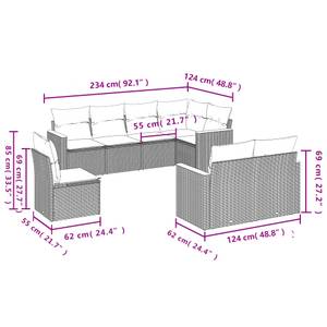 Gartensitzgruppe K5993(8-tlg) Schwarz - Massivholz - 69 x 62 x 62 cm