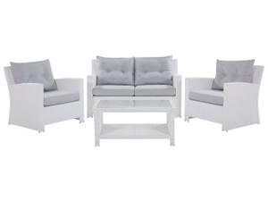 Set de jardin MARINO Gris - Blanc - Polyrotin - 146 x 83 x 71 cm