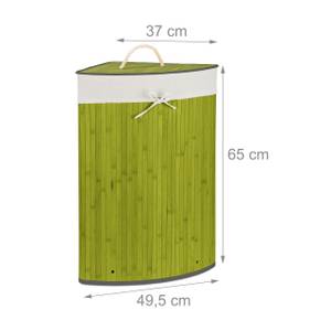 2 x Eckwäschekorb Bambus grün Grün - Weiß