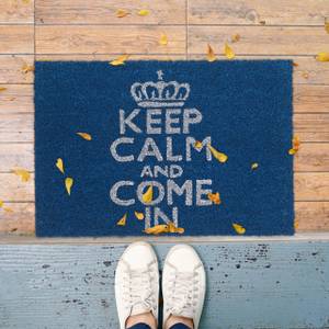 Paillasson „Keep Calm and Come“ coco Bleu - Blanc - Fibres naturelles - Matière plastique - 40 x 2 x 60 cm