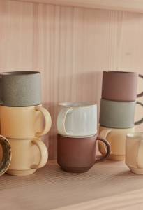 Tasse - Lot de 2 beige Beige - Pierre - 8 x 7 x 11 cm