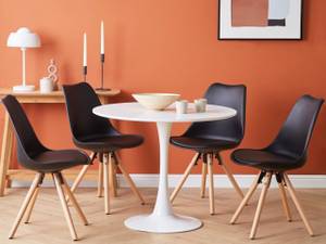 Chaise de salle à manger DAKOTA Noir - Chêne clair - 49 x 86 x 45 cm - Lot de 2 - Matière plastique - Vernis mat - Non revêtu