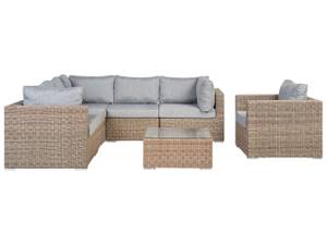 Lounge Set CONTARE 7-tlg Braun - Grau - Hellgrau