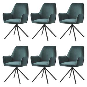 Chaise pivotante G67 (lot de 6) Noir - Vert - Textile - 60 x 86 x 60 cm