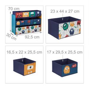 Kinderregal mit Boxen Monster Blau - Orange - Türkis - Holzwerkstoff - Metall - Textil - 93 x 70 x 30 cm