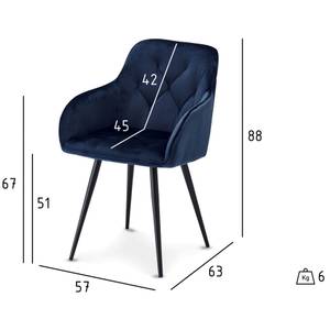 2er Set Esszimmerstühle  Nadja Blau - Metall - 57 x 88 x 63 cm