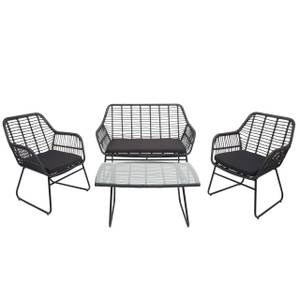 Polyrattan Garnitur G17a (4-teilig) Grau - Metall - Kunststoff - Polyrattan - 118 x 85 x 50 cm