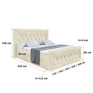 Boxspringbett NOEL-Z Beige - Breite: 140 cm - H4