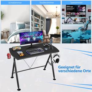 Ergonomischer Gaming Tisch Schwarz - Holzwerkstoff - Metall - 60 x 76 x 105 cm