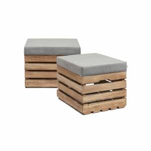 Coffre-Siège en Bois FLAME  lot de 2 Gris lumineux