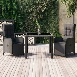 Garten-Essgruppe 7er Set DE237 Schwarz - Rattan - 57 x 63 x 90 cm