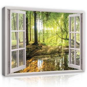 Leinwandbild Fenster Wald Wohnzimmer 60 x 40 cm