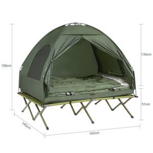 2 Places Lit de camp pliant OGS32-L-GR 193 x 188 x 145 cm