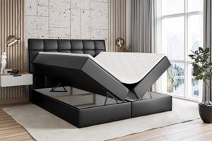 Boxspringbett BRUGO Hochglanz Schwarz - Breite: 160 cm - H4