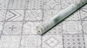 Tapete 3D Wallpaper Moroccan Tiles Grau - Kunststoff - 68 x 1 x 400 cm