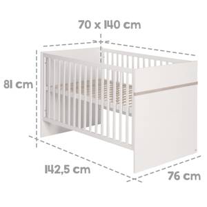 Babybett Moritz 70 x 140 cm Weiß - Holzwerkstoff - 76 x 81 x 143 cm