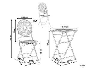 Set de bistrot SCAFA Blanc - Métal - 70 x 77 x 70 cm