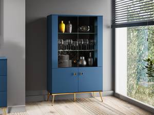 Vitrinenschrank MARINE SC92 4D Blau - Holzwerkstoff - Kunststoff - 92 x 152 x 40 cm