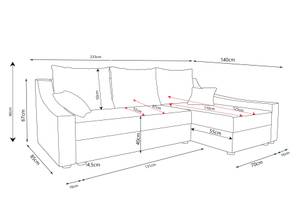 Ecksofa ONTARI Schwarz - Pink - Ecke davorstehend rechts