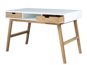 bureau Lynn Blanc - Bois massif - Bois/Imitation - 126 x 79 x 65 cm