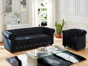 Couchgarnitur CHESTERFIELD 2er-Set Schwarz