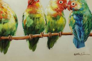 Tableau peint à la main Flock Together Bois massif - Textile - 120 x 60 x 4 cm