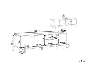 Meuble TV ITACA Noir - Marron - Blanc - Bois manufacturé - 163 x 50 x 40 cm