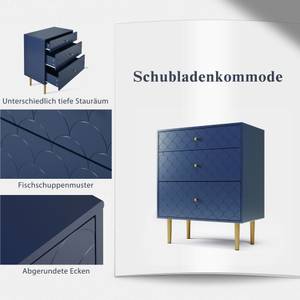 Kommode OzeanⅢ Blau - Holzwerkstoff - Metall - Massivholz - 40 x 89 x 75 cm
