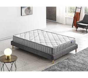 Bett + Naturlatexmatratze 160x200cm Grau - Naturfaser - 160 x 50 x 200 cm