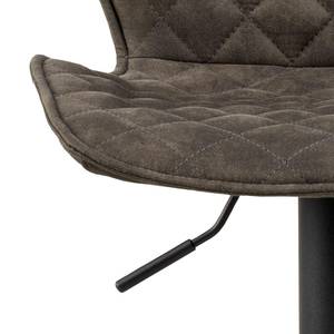 Tabouret de bar Naomi lot de 2 Microfibre / Fer - Anthracite / Noir