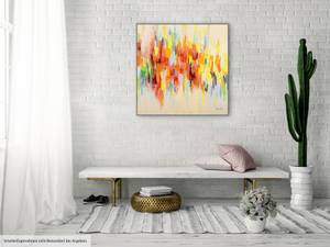 Acrylbild handgemalt Wet Paint Beige - Massivholz - Textil - 80 x 80 x 4 cm