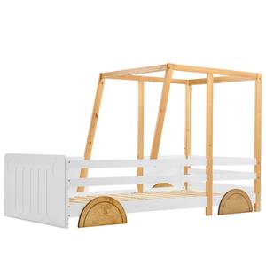 Autobett HomeyⅠ Weiß - Holzwerkstoff - Massivholz - Holzart/Dekor - 95 x 95 x 208 cm