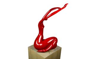 Sculpture moderne Noblesse sensuelle Rouge - Pierre artificielle - Matière plastique - 31 x 60 x 29 cm