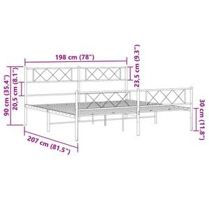 Metall Bettgestell 3032045-4 Weiß - 198 x 207 cm