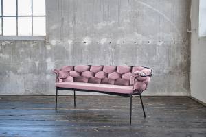 Bank MONTY Sitzbank Velvet Pink - Breite: 220 cm