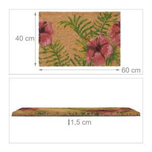 Paillasson coco avec motif tropical Beige - Vert - Rose foncé - Fibres naturelles - Matière plastique - 60 x 2 x 40 cm