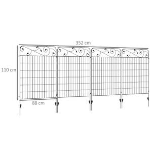 Zaun 844-615V00BK Schwarz - Metall - 1 x 110 x 352 cm