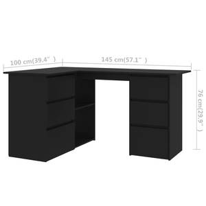 Schreibtisch Schwarz - Holzwerkstoff - Massivholz - 145 x 76 x 145 cm