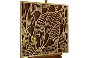 Metallbild Das Gold der Natur Schwarz - Gold - Metall - 80 x 80 x 3 cm