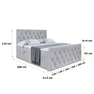 Boxspringbett - AMAY Schiefergrau - Breite: 120 cm - H4